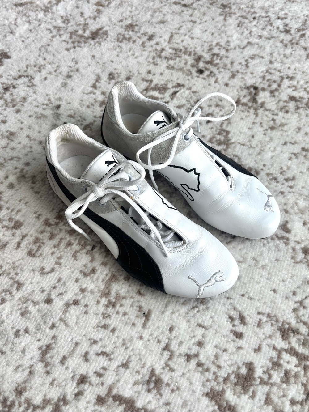 Y2K Vintage Puma Kids Future Cat Low Driving Black And White Sneakers